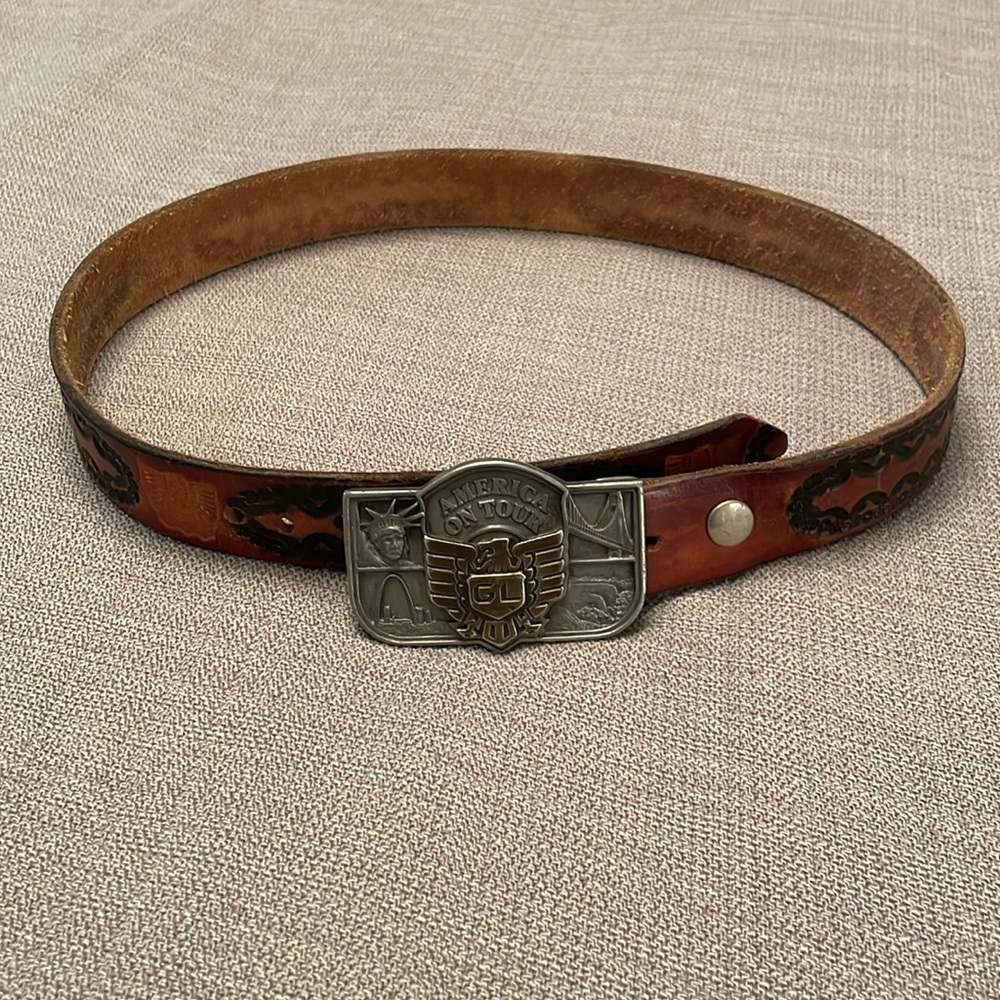 Vintage Honda Gold Wing Collectors AMERICA ON TOUR Belt & Metal Buckle #2060